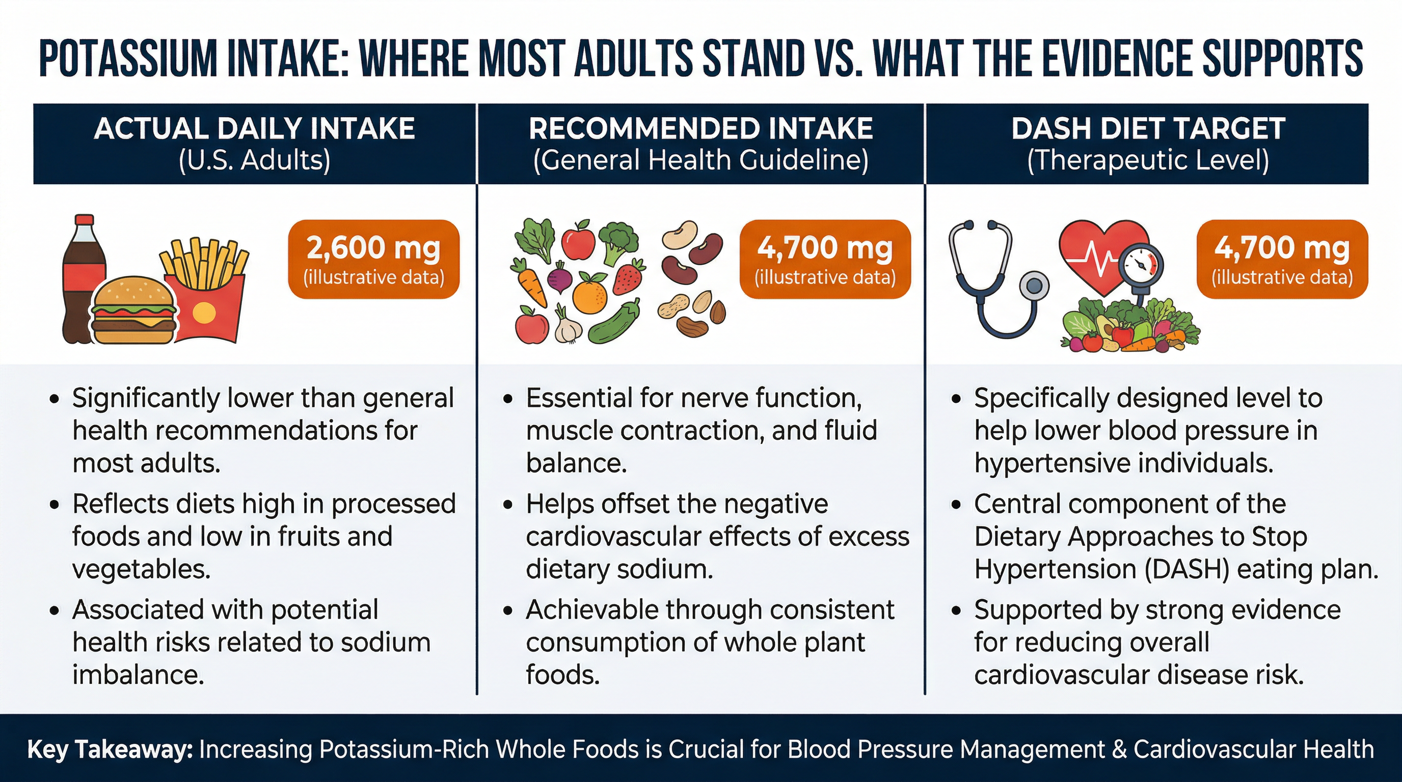 Potassium Intake: Where Most Adults Stand vs. What the Evidence Supports